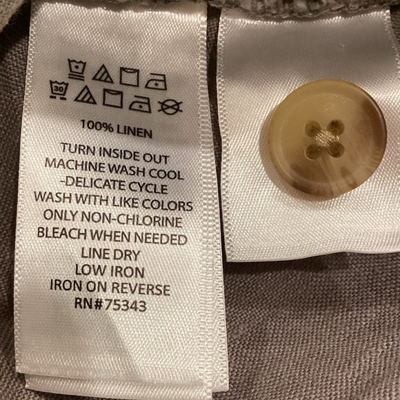 Nicole Miller Taupe Brown 100% Linen Elastic Waist Casual Pant, Size Medium - Picture 14 of 14